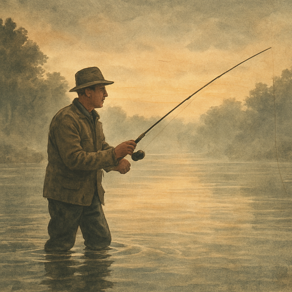 Riverside Pause: Smallmouth and Walleye on the Susquehanna (Harrisburg) — vintage illustration inspired by Susquehanna River (Harrisburg) in Pennsylvania fishing for smallmouth bass, walleye